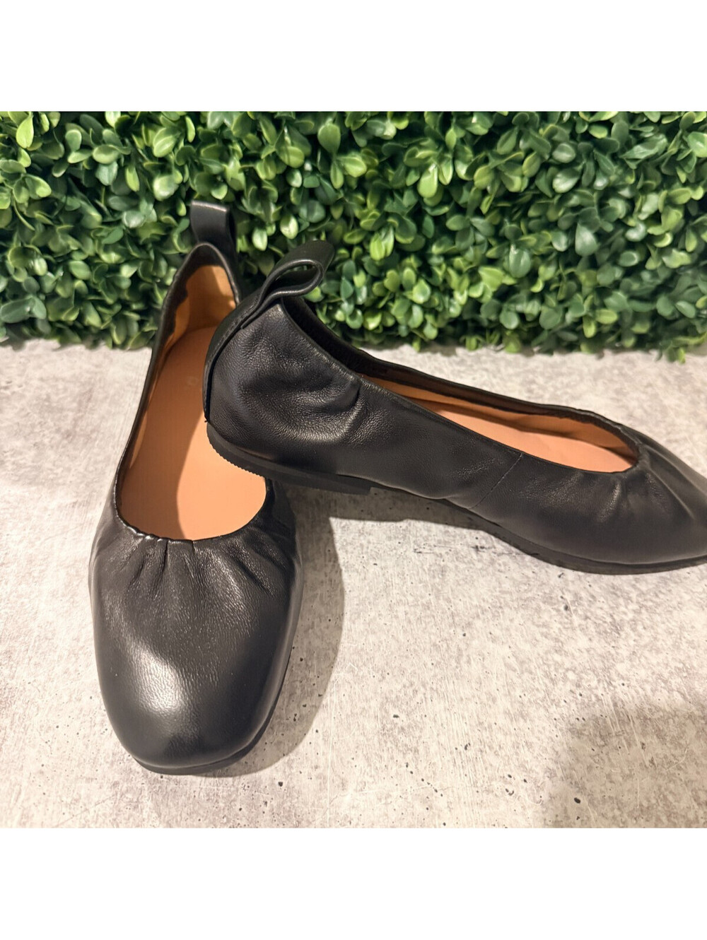 Linea Paolo Newry Black Nappa Leather Ballet Flats Square Toe Womens Size 5M